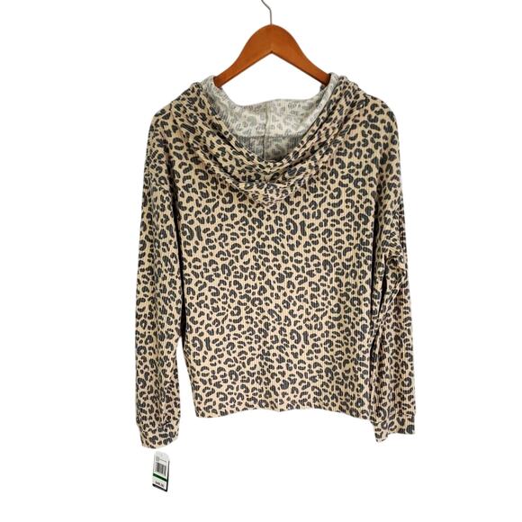 Angels Forever Young Hoodie Shirt Womens Large Brown Animal Print New - Picture 2 of 16